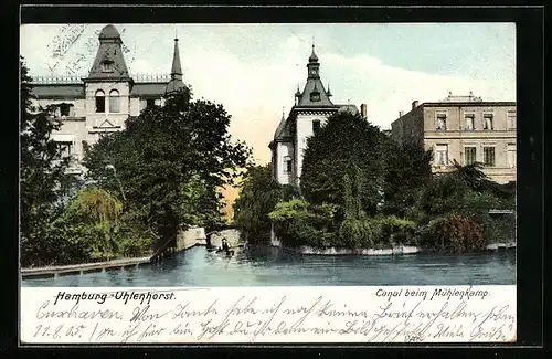AK Hamburg-Uhlenhorst, Canal beim Mühlenkamp