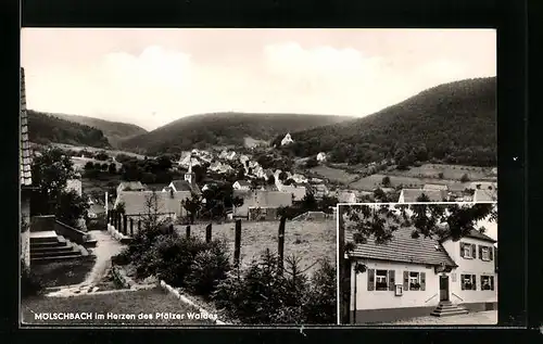 AK Mölschbach, Gasthaus Dietrich, Ortsansicht aus der Vogelschau