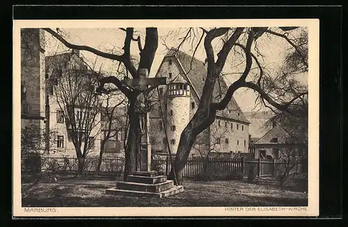 AK Marburg, Ortspartie hinter der Elisabeth-Kirche