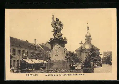AK Rastatt, Marktplatz mit Bernhardusbrunnen
