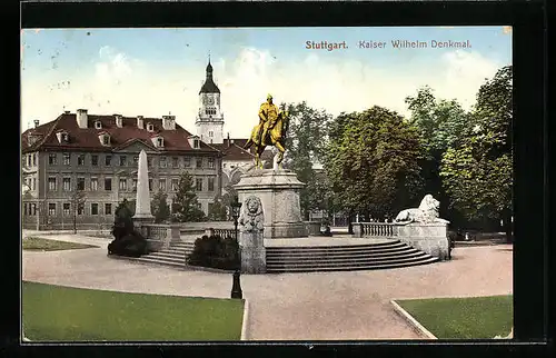 AK Stuttgart, Kaiser Wilhelm-Denkmal