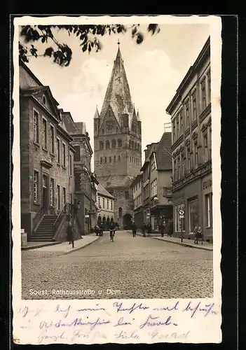 AK Soest, Rathausstrasse und Dom