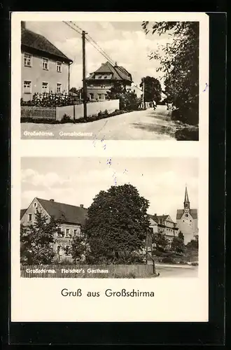 AK Grossschirma, Gemeindeamt und Fleischer`s Gasthaus