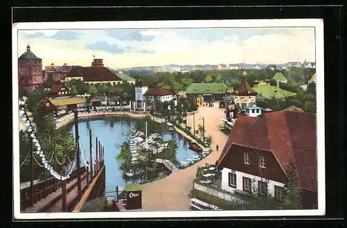 AK Leipzig, Weltausstellung für Buchgewerbe und Graphik 1914, Vergnügungspark mit Wasserrutschbahn