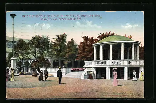 AK Dresden, Intern. Hygiene-Ausstellung 1911, Konzert- und Promenadenplatz