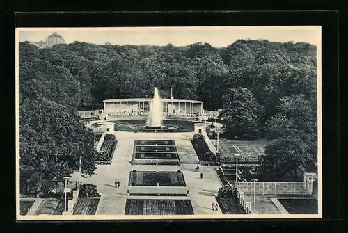 AK Dresden, Jubiläums-Gartenbau-Ausstellung 1926, Blick vom grünen Dom zum Rosenhof