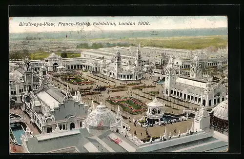 AK London, Franco-British Exhibition 1908, Bird`s eye View, Ausstellung