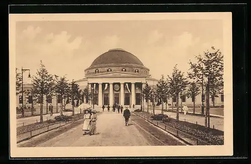AK Leipzig, Intern. Baufachausstellung 1913, Lindenallee und Betonhalle