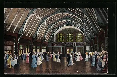 AK Dresden, Intern. Hygiene-Ausstellung 1911, Tanzsalon im Erholungspark
