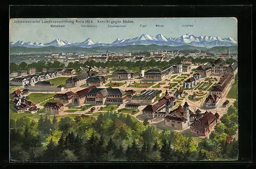 AK Bern, Schweizerische Landesausstellung 1914, Ansicht gegen Süden