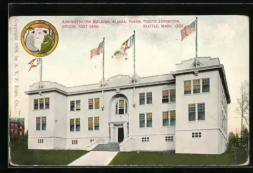 AK Seattle, Alaska, Yukon, Pacific Exposition 1909, Administration Building, Ausstellung