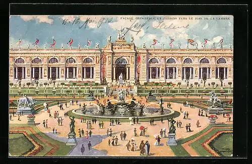 AK Bruxelles, Exposition Universelle et Internationale 1910, Facade Principale et Jardin, Ausstellung