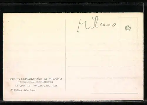 AK Milano, Fiera-Esposizione di Milano 1928, Il Palazzo dello Sport, Ausstellung