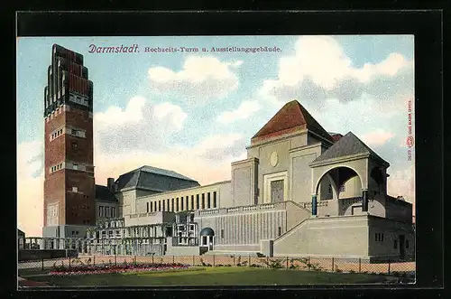 AK Darmstadt, Hochzeits-Turm und Ausstellungsgebäude