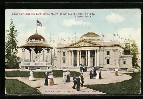 AK Seattle, Alaska-Yukon-Pacific Exposition 1909, Oregon Building and Band Stand