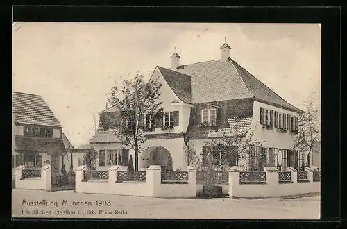 AK München, Ausstellung 1908, Ländliches Gasthaus
