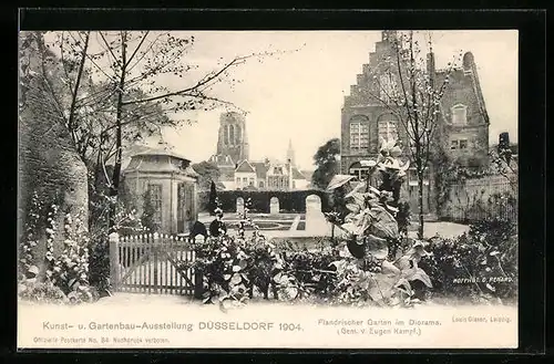 AK Düsseldorf, Kunst- und Gartenbau-Ausstellung 1904, Flandrischer Garten im Diorama