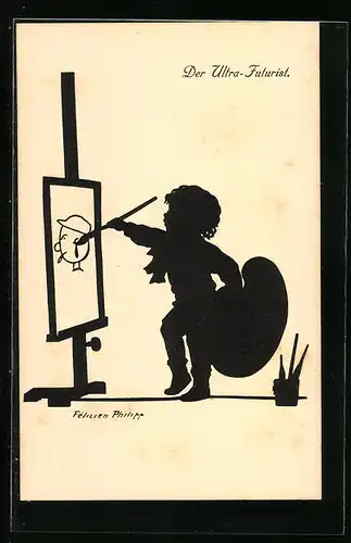 Künstler-AK sign. Félicien Philipp: Kleiner Junge steht an der Staffelei