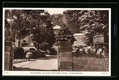 AK Rhos-on-Sea, Entrance to Mary Bamber Home