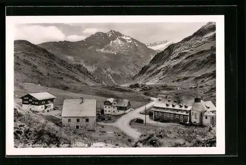 AK Sankt Christoph am Arlberg, Ortspartie aus der Vogelschau