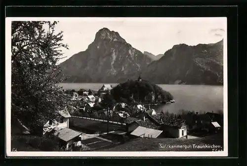 AK Traunkirchen, Ortsansicht aus der Vogelschau