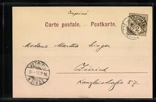 AK Neuchatel, Ortsansicht aus der Vogelschau