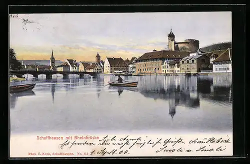 AK Schaffhausen, Blick zur Rheinbrücke