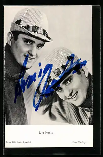 AK Musiker der Gruppe Die Rexis mit Hut und Rollkragenpullover, Autograph