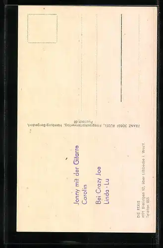 AK Musiker der Gruppe Die Rexis mit Hut und Rollkragenpullover, Autograph