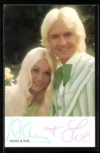 AK Musiker des Duo Adam und Eve stehen im Sonnenschein, Autograph