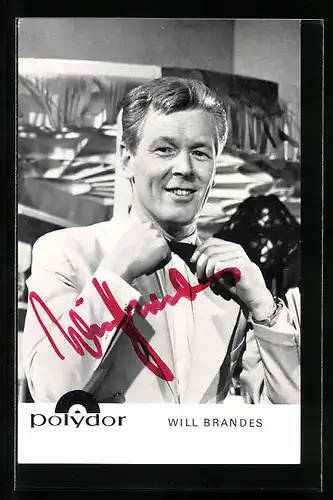 AK Musiker Will Brandes im eleganten Abendanzug, Autograph