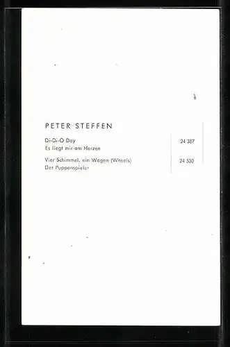 AK Musiker Peter Steffen mit Pfeife in der Hand, Autograph