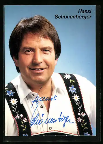 AK Musiker Hansi Schönenberger in Tracht, original Autograph
