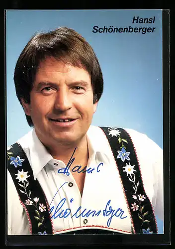 AK Musiker Hansi Schönenberger in Tracht, original Autograph