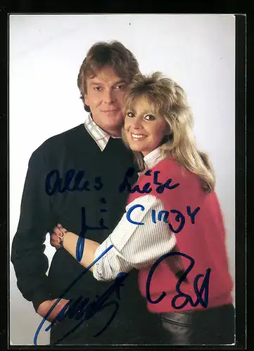 AK Musiker des Duos Cindy und Bert, original Autograph