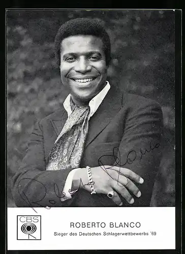 AK Musiker Roberto Blanco, original Autograph