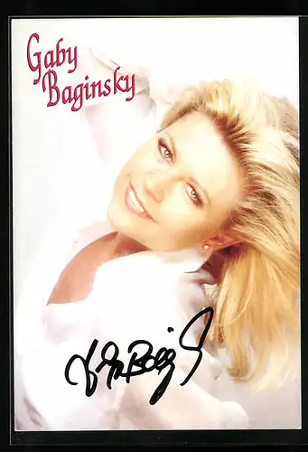 AK Musikerin Gaby Baginsky im Porträt, original Autograph