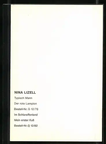 AK Musikerin Nina Lizell im Porträt, original Autograph