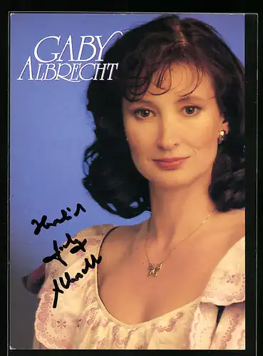 AK Musikerin Gaby Albrecht im Porträt, original Autograph