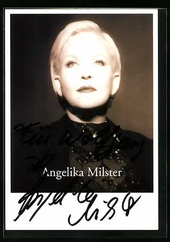 AK Musikerin Angelika Milster im Porträt, original Autograph