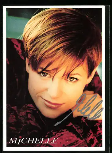 AK Musikerin Michelle im Porträt, original Autograph