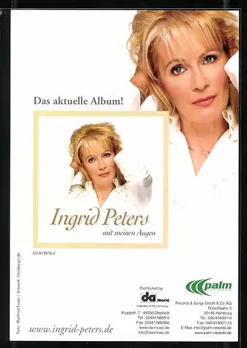 AK Musikerin Ingrid Peters, original Autograph