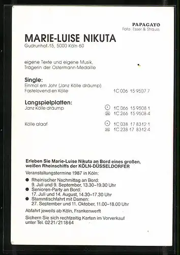 AK Musikerin Marie-Luise Nikuta wirft Konfetti, original Autograph