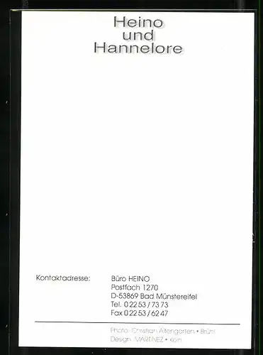 AK Musiker Heino mit seiner Frau Hannelore, original Autograph