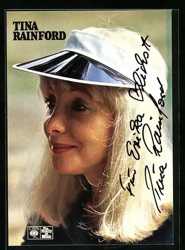 AK Musikerin Tina Rainford im Porträt, original Autograph