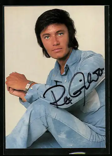 AK Musiker Rex Gildo im Jeansanzug, original Autograph