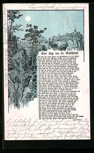 AK Eine Sage von der Wolfschlucht, Es steht seit alten Zeiten ein Wirtshaus bis zur Stund`