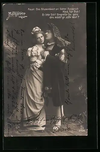 AK Margarete, Faust: Das Blumenwort sei götter Ausspruch Kind...