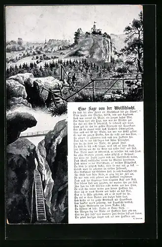 AK Eine Sage von der Wolfschlucht, Es steht seit alten Zeiten ein Wirtshaus bis zur Stund`