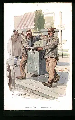 Künstler-AK Berlin, Berliner Typen, Müllkutscher